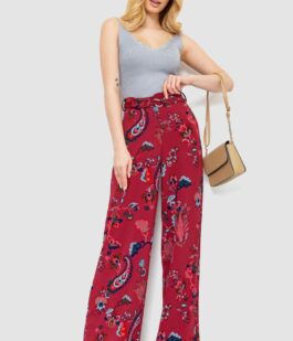 Штаны женские свободного кроя, цвет бордовый, 244R050