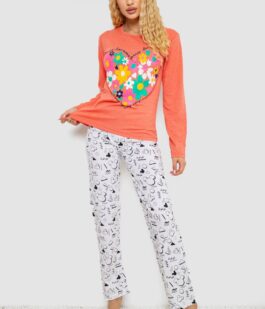 Пижама женская с принтом, цвет оранжевый, 243R1051