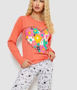 Пижама женская с принтом, цвет оранжевый, 243R1051
