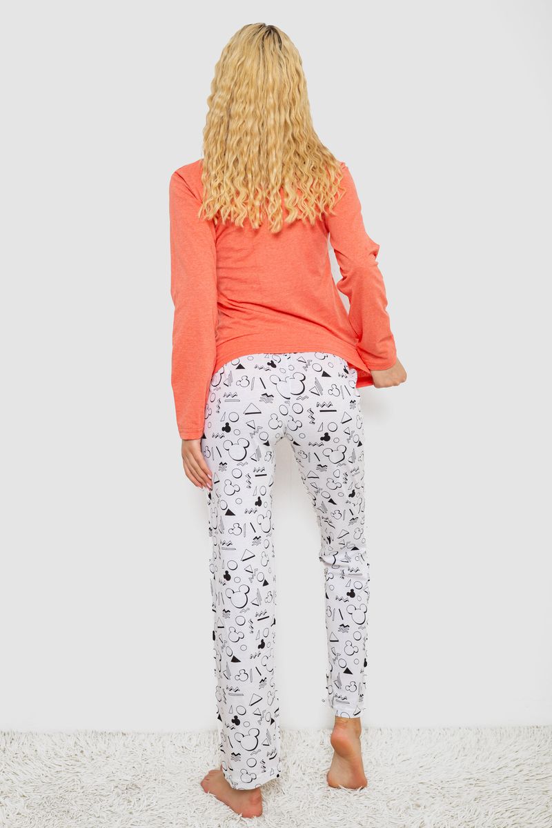 Пижама женская с принтом, цвет оранжевый, 243R1051 — изображение 4