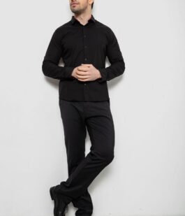 Рубашка мужская однотонная, цвет черный, 186R2066