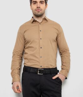Рубашка мужская однотонная, цвет бежевый, 186R2066