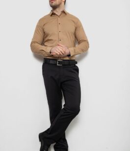 Рубашка мужская однотонная, цвет бежевый, 186R2066