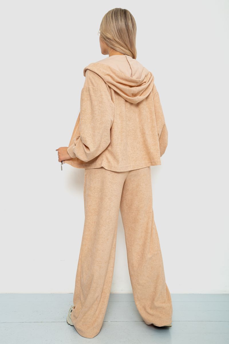 Спорт костюм женский махровый тройка, цвет бежевый, 102R5250 — изображение 4