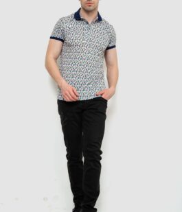 Поло мужское с принтом, цвет молочно-зеленый, 214R7003