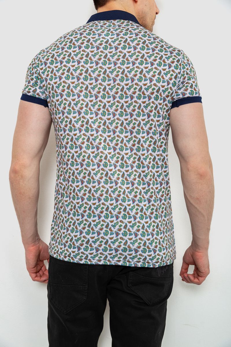 Поло мужское с принтом, цвет молочно-зеленый, 214R7003 — изображение 4
