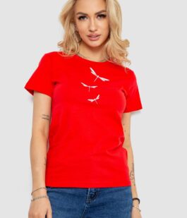 Футболка женская с принтом, цвет красный, 238R555