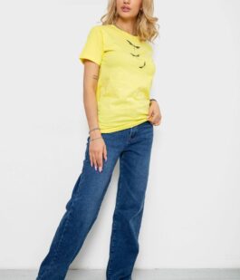 Футболка женская с принтом, цвет желтый, 238R555