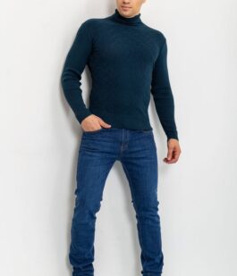 Свитер-гольф мужской, цвет джинс, 161R892