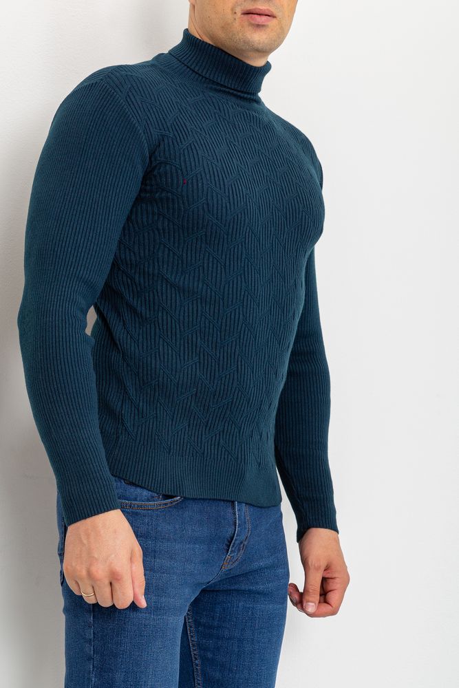 Свитер-гольф мужской, цвет джинс, 161R892 — изображение 4