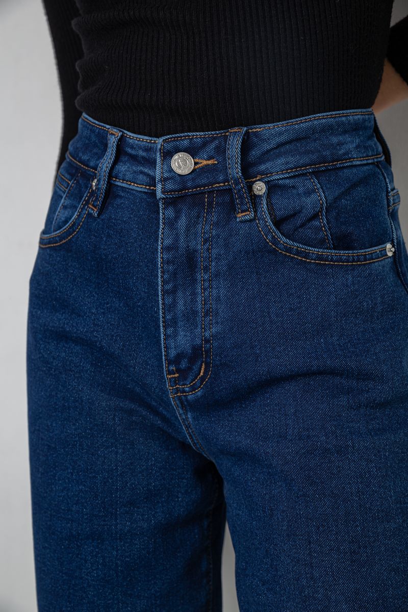 Джинсы женские Palazzo на тонком флисе, цвет синий, 207RV233-6 — изображение 5