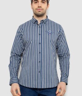 Рубашка мужская в полоску, цвет серо-синий, 186RM01