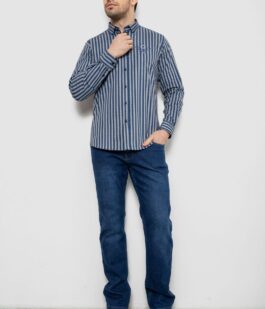 Рубашка мужская в полоску, цвет серо-синий, 186RM01