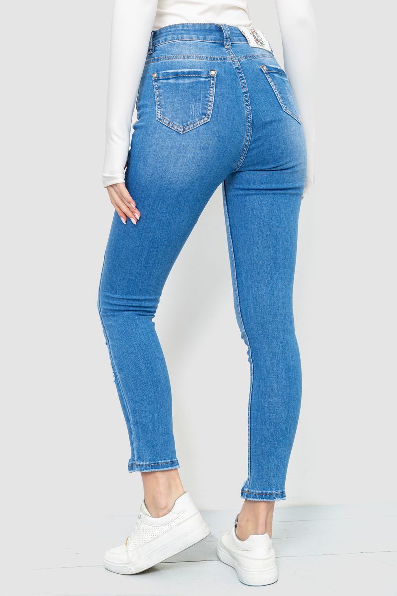 Джинсы женские с потертостями, цвет синий, 214R1532 — изображение 4