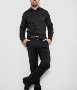 Рубашка мужская однотонная, цвет черный, 186R6917