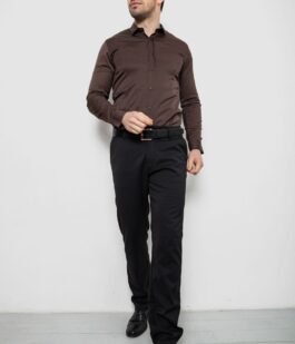 Рубашка мужская однотонная, цвет шоколадный, 186R6917