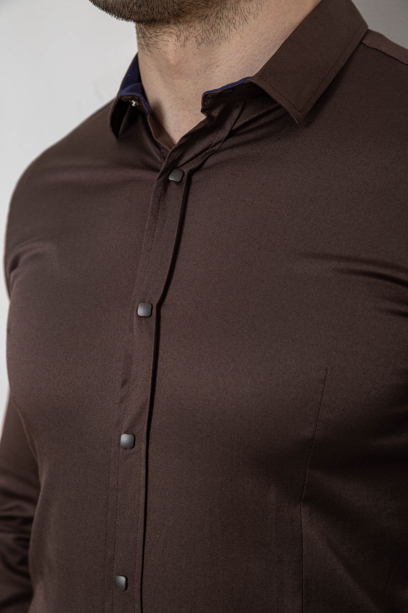 Рубашка мужская однотонная, цвет шоколадный, 186R6917 — изображение 5
