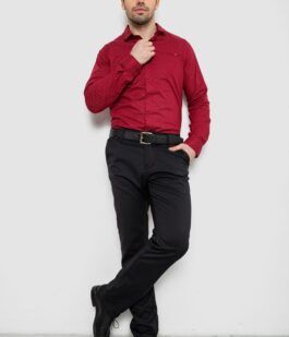 Рубашка мужская однотонная с принтом, цвет бордовый, 186R2008
