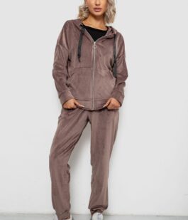 Спортивный костюм женский велюровый, цвет мокко, 257R4119