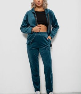 Спортивный костюм женский велюровый, цвет изумрудный, 257R4119