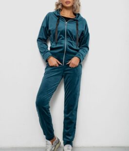 Спортивный костюм женский велюровый, цвет изумрудный, 257R4119