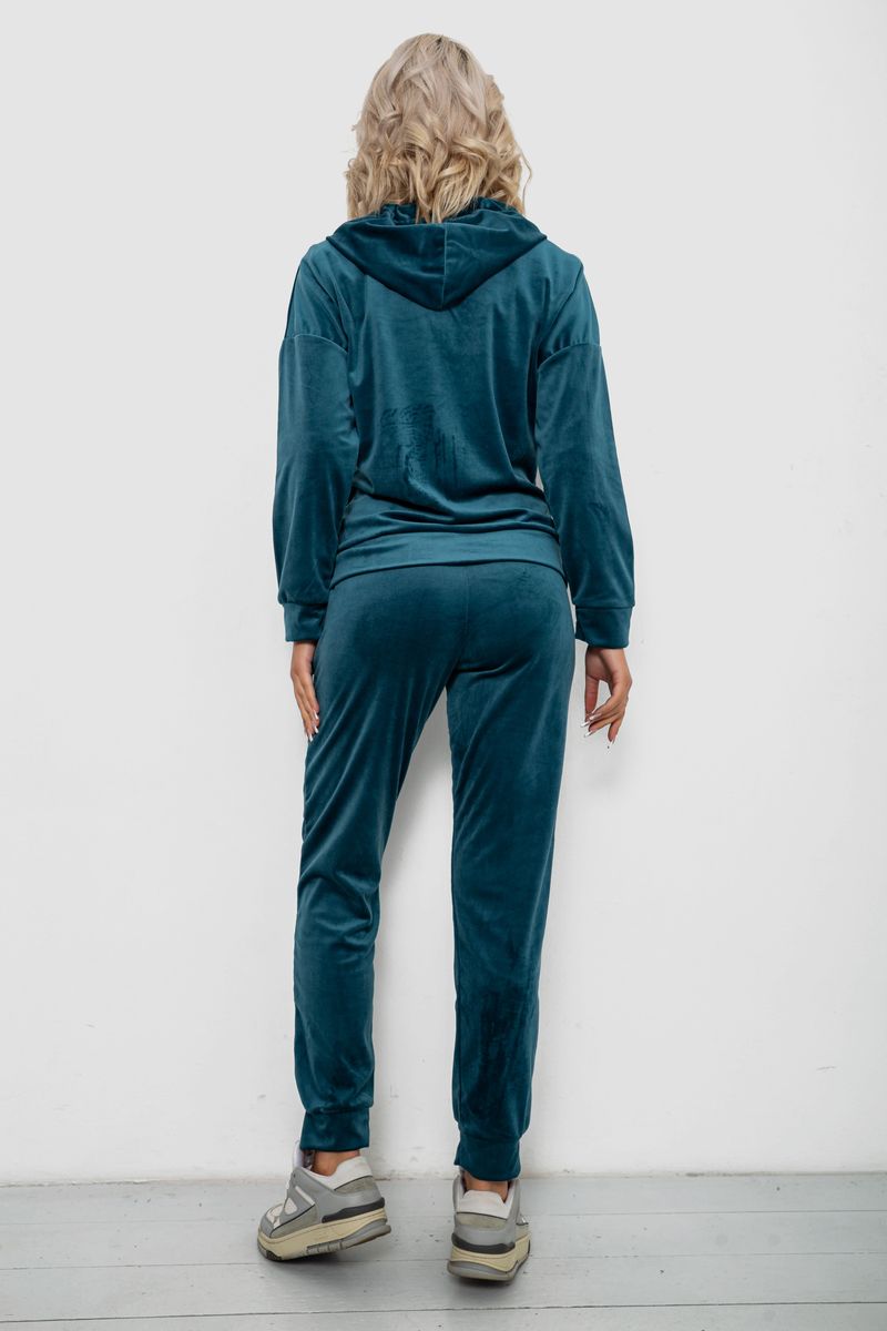 Спортивный костюм женский велюровый, цвет изумрудный, 257R4119 — изображение 4