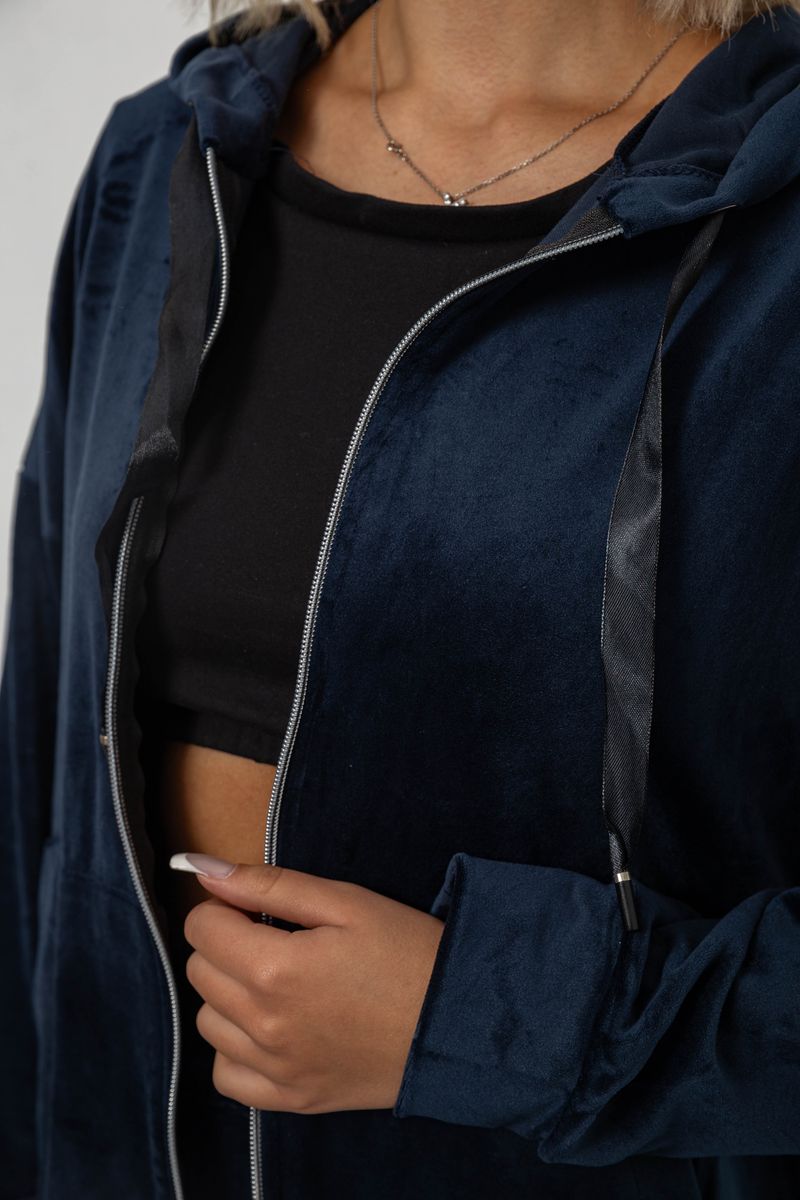 Спортивный костюм женский велюровый, цвет синий, 257R4119 — изображение 5