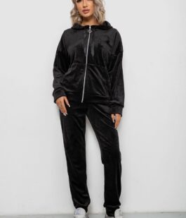 Спортивный костюм женский велюровый, цвет черный, 257R4119