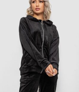 Спортивный костюм женский велюровый, цвет черный, 257R4119