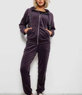 Спортивный костюм женский велюровый, цвет темно-сливовый, 257R4119