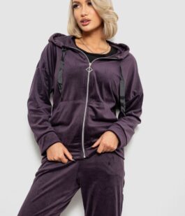 Спортивный костюм женский велюровый, цвет темно-сливовый, 257R4119