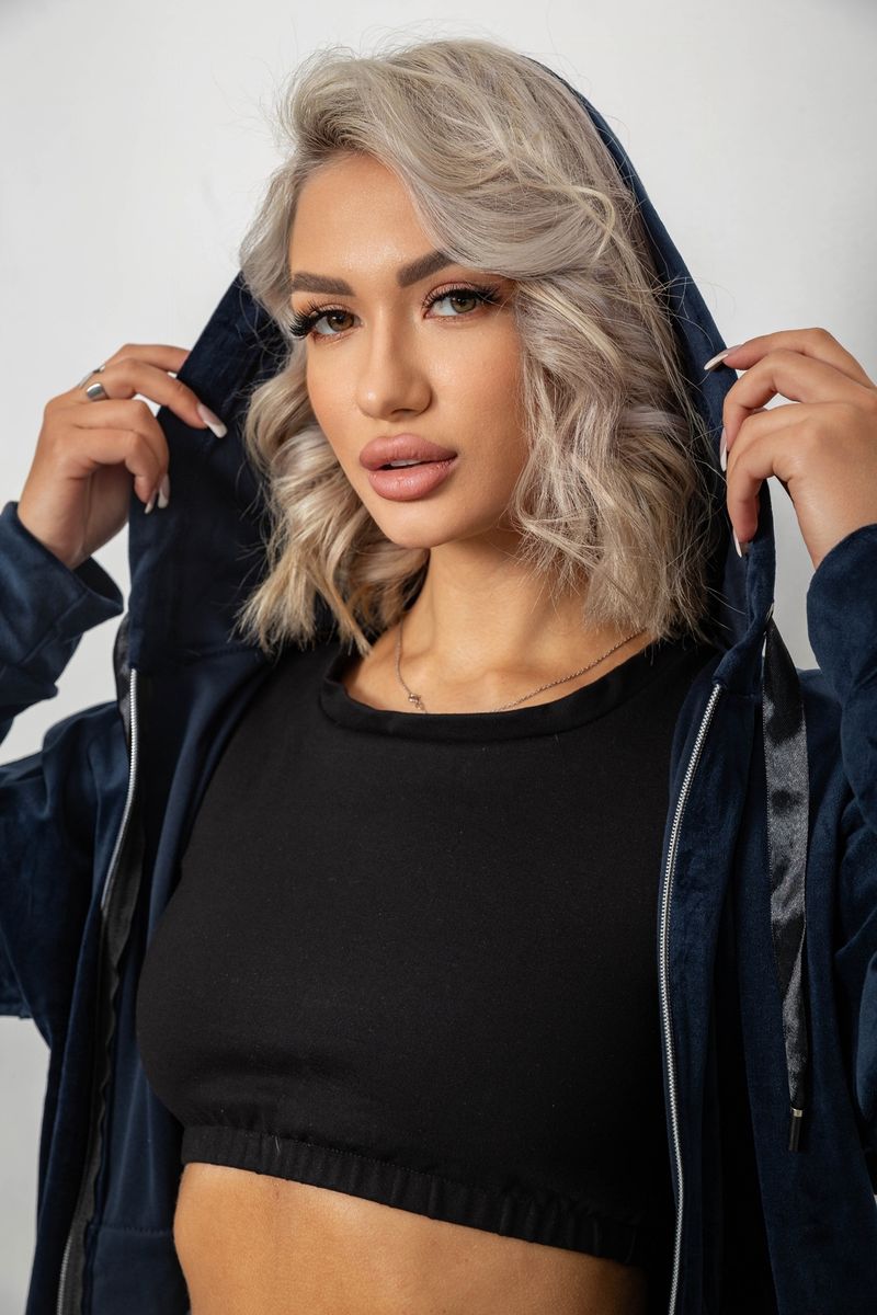 Спортивный костюм женский велюровый, цвет синий, 257R4119 — изображение 7