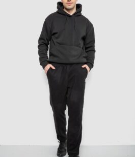 Спортивные штаны мужские однотонные на поларфлисе, цвет черный, 257R21