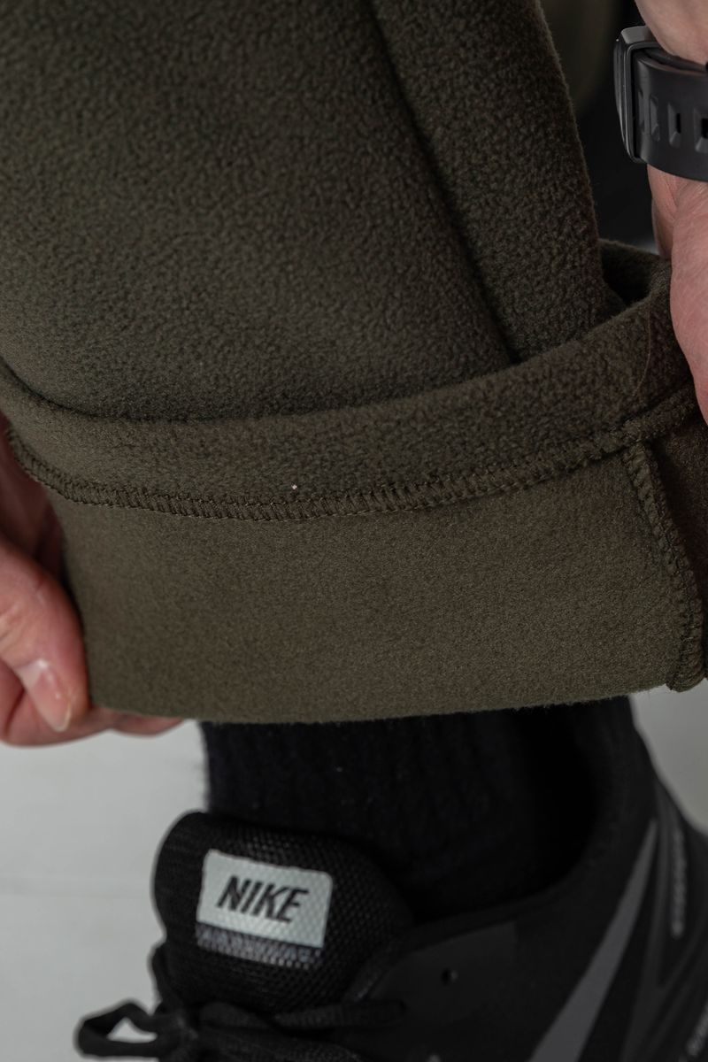 Спортивные штаны мужские однотонные на поларфлисе, цвет хаки, 257R21 — изображение 6