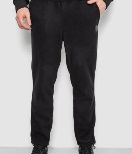 Спортивные штаны мужские однотонные на поларфлисе, цвет черный, 257R21