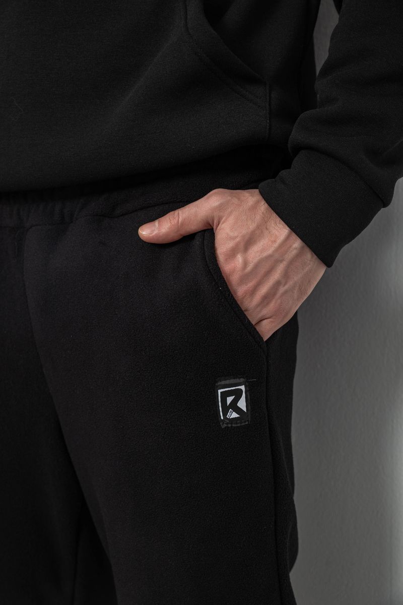 Спортивные штаны мужские однотонные на поларфлисе, цвет черный, 257R21 — изображение 5