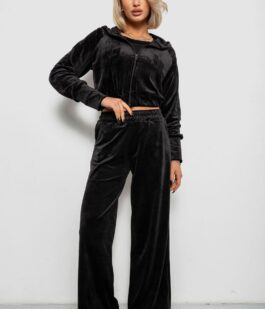 Спортивный костюм женский велюровый, цвет черный, 257R4125