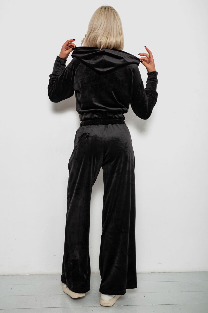 Спортивный костюм женский велюровый, цвет черный, 257R4125 — изображение 4