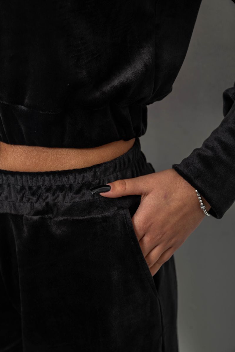 Спортивный костюм женский велюровый, цвет черный, 257R4125 — изображение 5