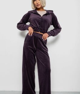 Спортивный костюм женский велюровый, цвет темно-сливовый, 257R4125