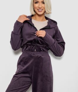 Спортивный костюм женский велюровый, цвет темно-сливовый, 257R4125