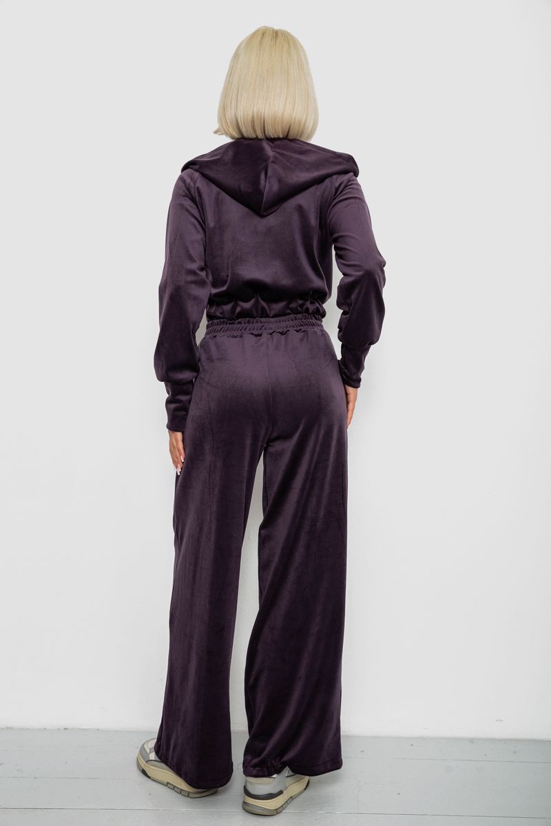 Спортивный костюм женский велюровый, цвет темно-сливовый, 257R4125 — изображение 4
