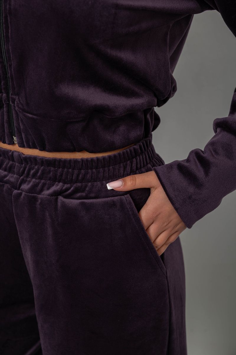 Спортивный костюм женский велюровый, цвет темно-сливовый, 257R4125 — изображение 5