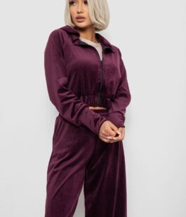 Спортивный костюм женский велюровый, цвет сливовый, 257R4125