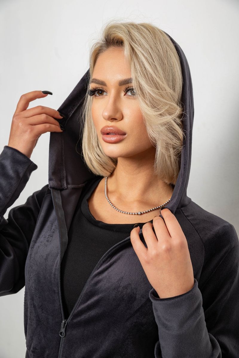 Спортивный костюм женский велюровый, цвет чернильный, 257R4125 — изображение 6