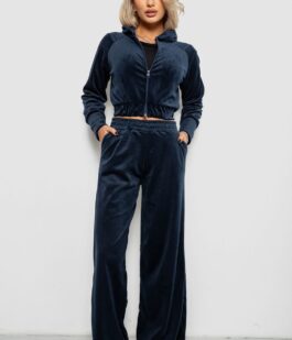 Спортивный костюм женский велюровый, цвет синий, 257R4125