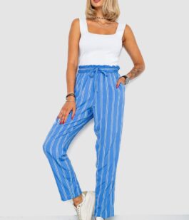 Брюки женские в полоску, цвет голубой, 244R306