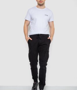 Брюки карго мужские на резинке, цвет черный, 244R1643