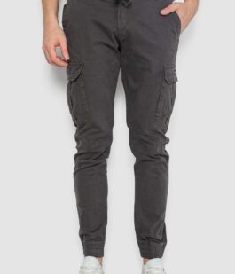 Брюки карго мужские на резинке, цвет темно-серый, 244R1643