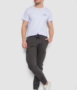 Брюки карго мужские на резинке, цвет темно-серый, 244R1643
